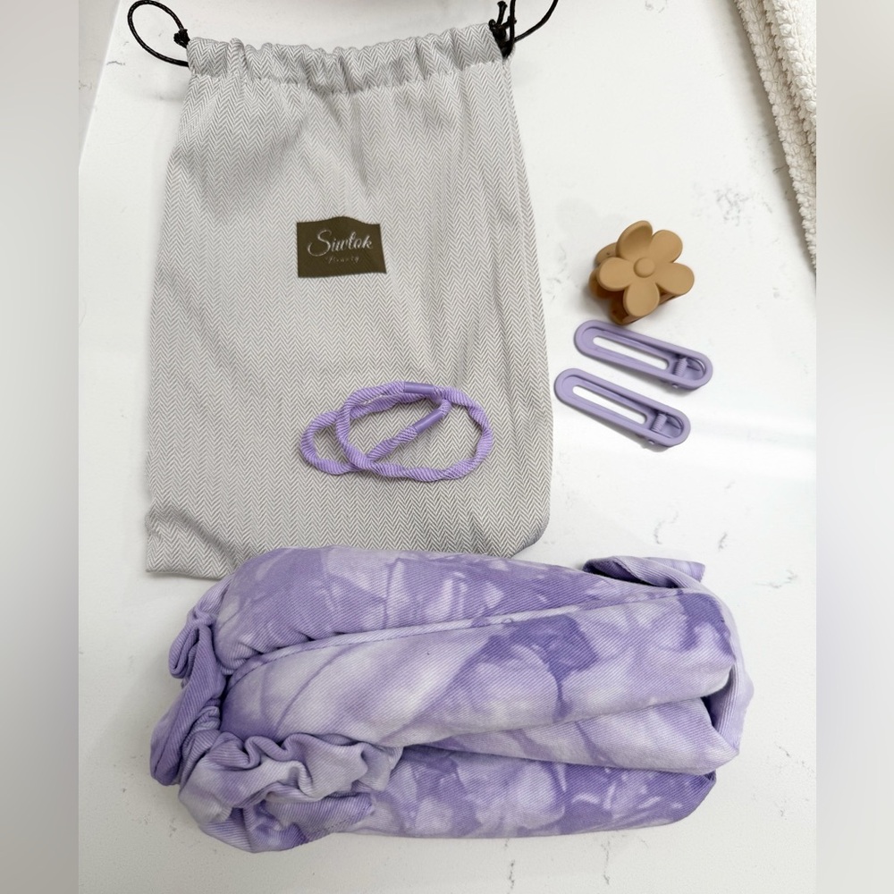 Heatless Curler Set + Pink and Gold Glitter Spa Headband